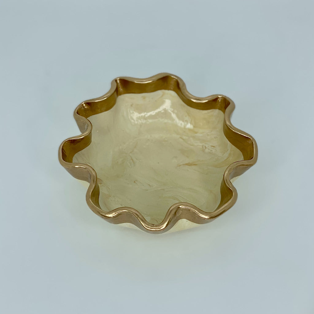 Bright Gold and Cream Decorative Bowl - Designs by KB