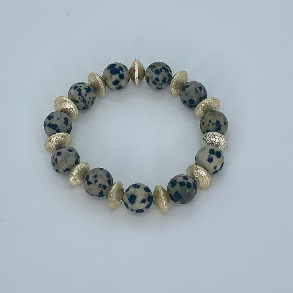 Dalmatian Stone Grand Saucers Bracelet - Designs by KB